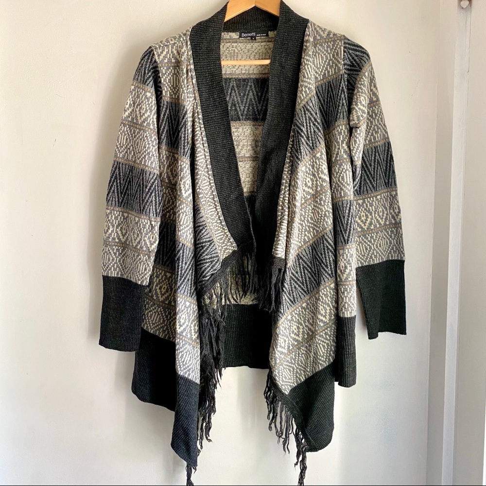 Anthropologie Berretti Print Gray Sweater Small
